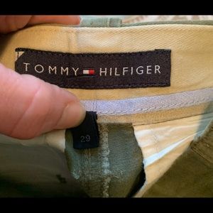 Tommy Hilfiger Olive Cargo Shorts waist is 30”